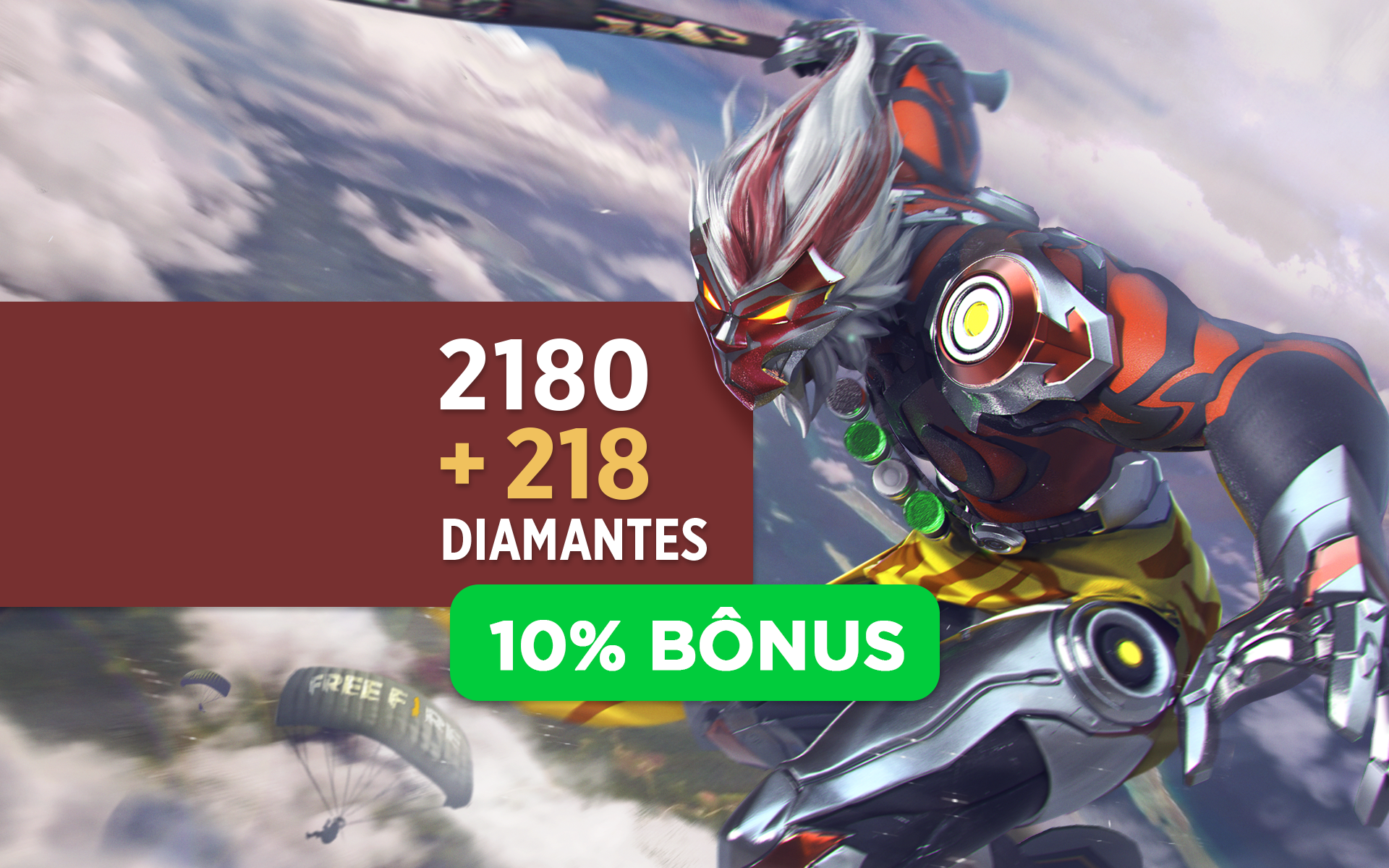 Free Fire - 2.350 Diamantes + 10% Bônus