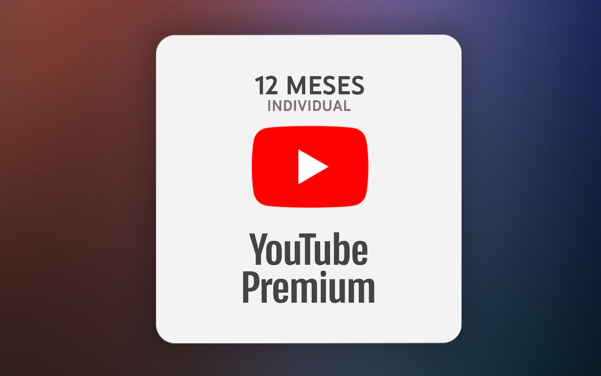 Youtube Premium - Plano Individual Anual com Google Play