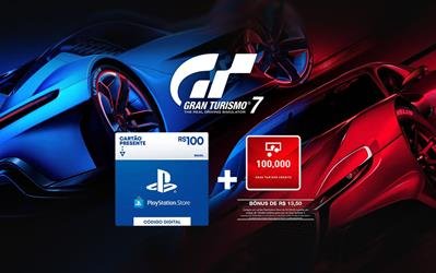R$100 PlayStation Store - Cartão Presente Digital + 100,000 Gran Turismo Credits