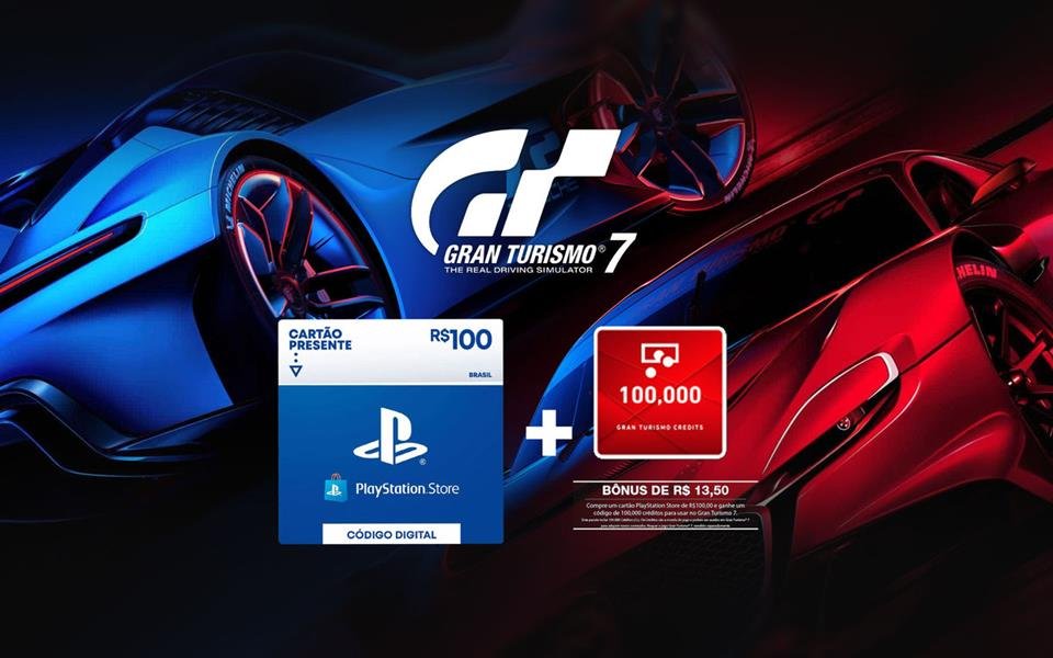 R$100 PlayStation Store - Cartão Presente Digital + 100,000 Gran Turismo Credits cover