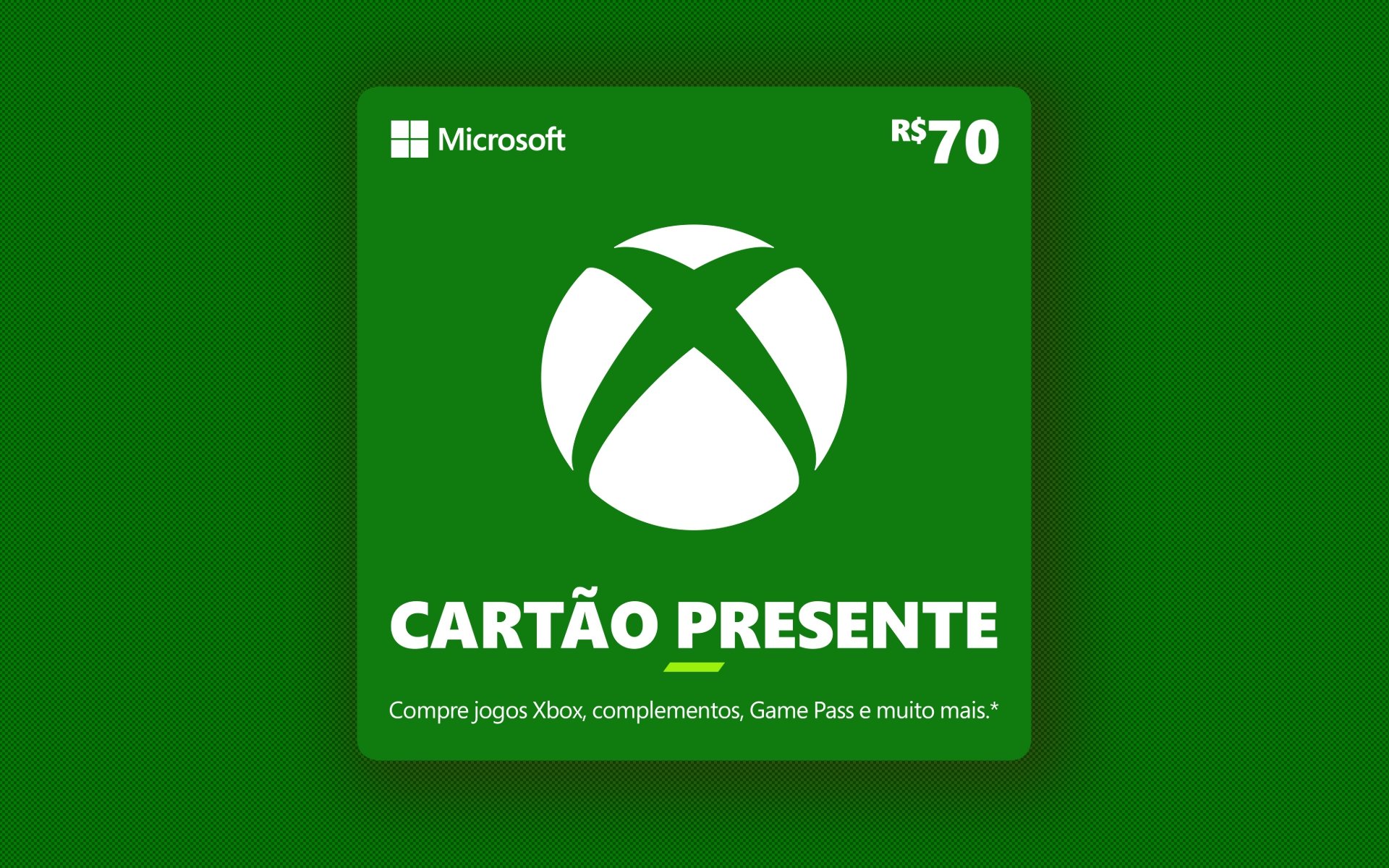 R$ 70 Gift Card Xbox -  Cartão Presente Digital