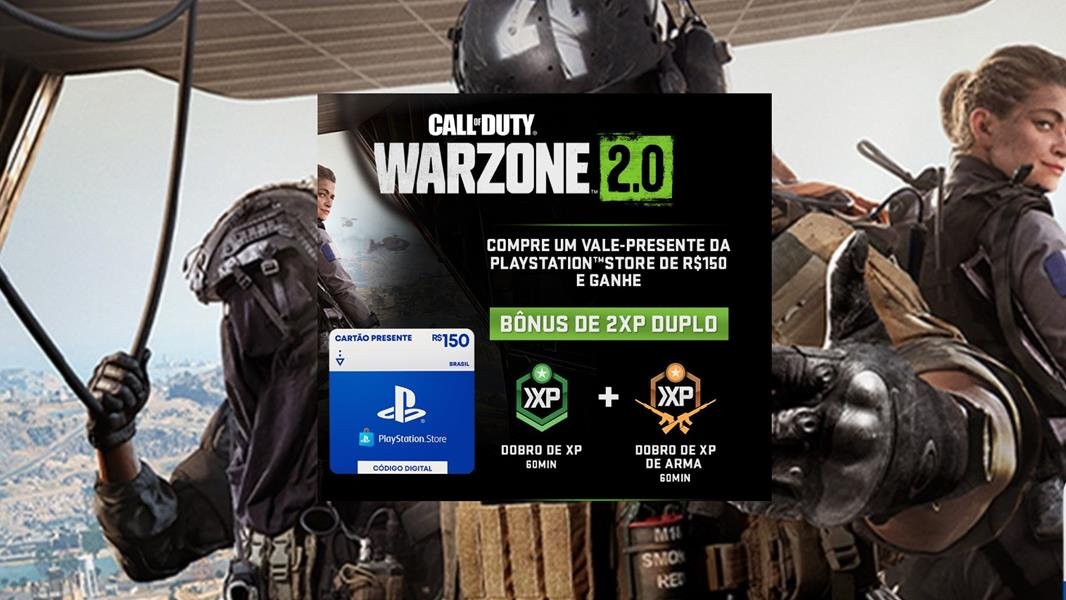 R$150 PlayStation Store - Cartão Presente Digital + Call of Duty Warzone 2.0 Bônus de 2XP Duplo cover