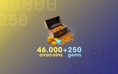 46.000 Avacoins + 250 Gemas