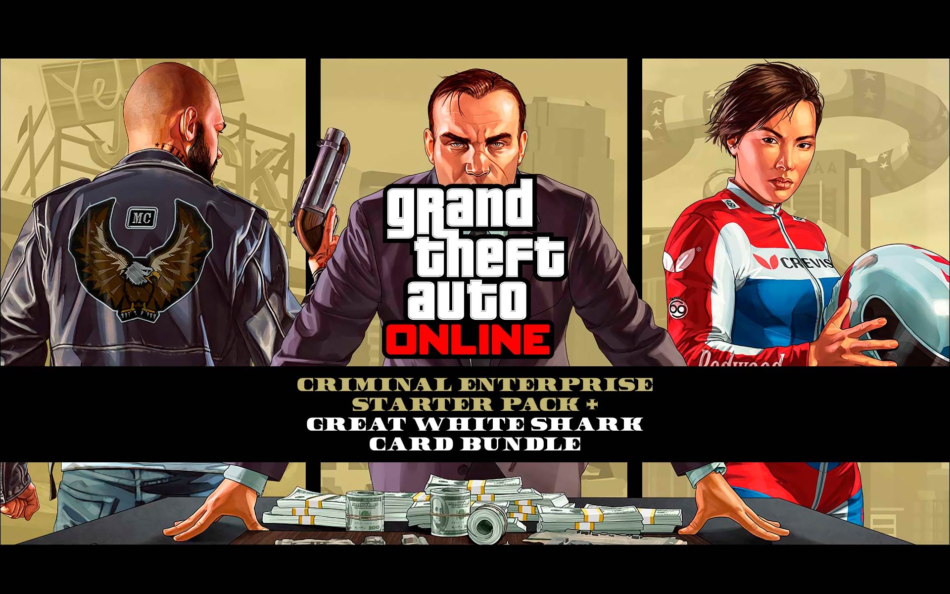 GTA V: Premium Online Edition & Great White Shark Card Bundle (Rockstar) por R$ 93.66