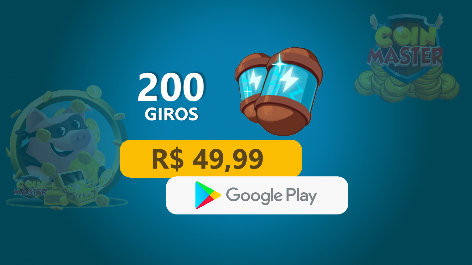 Coin Master - 200 Giros com Google Play