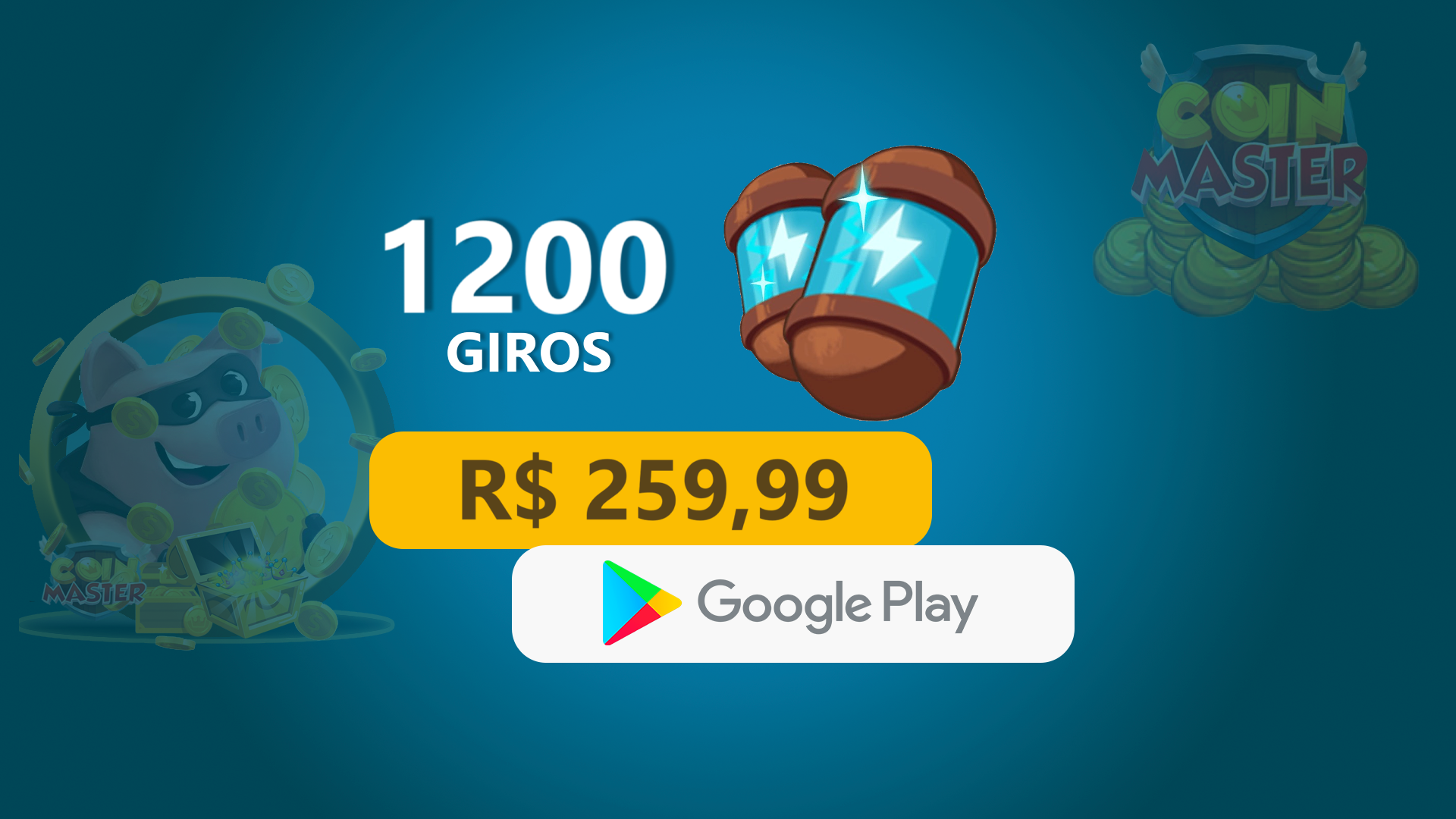 Coin Master - 1.200 Giros com Google Play