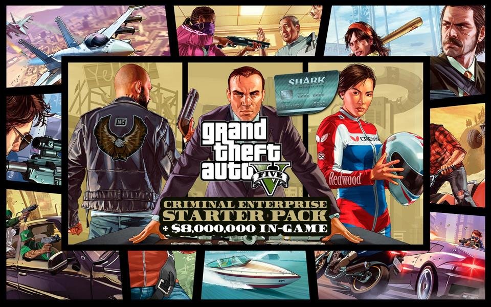 Grand Theft Auto V, Criminal Enterprise Starter Pack and Megalodon Shark Card Bundle cover