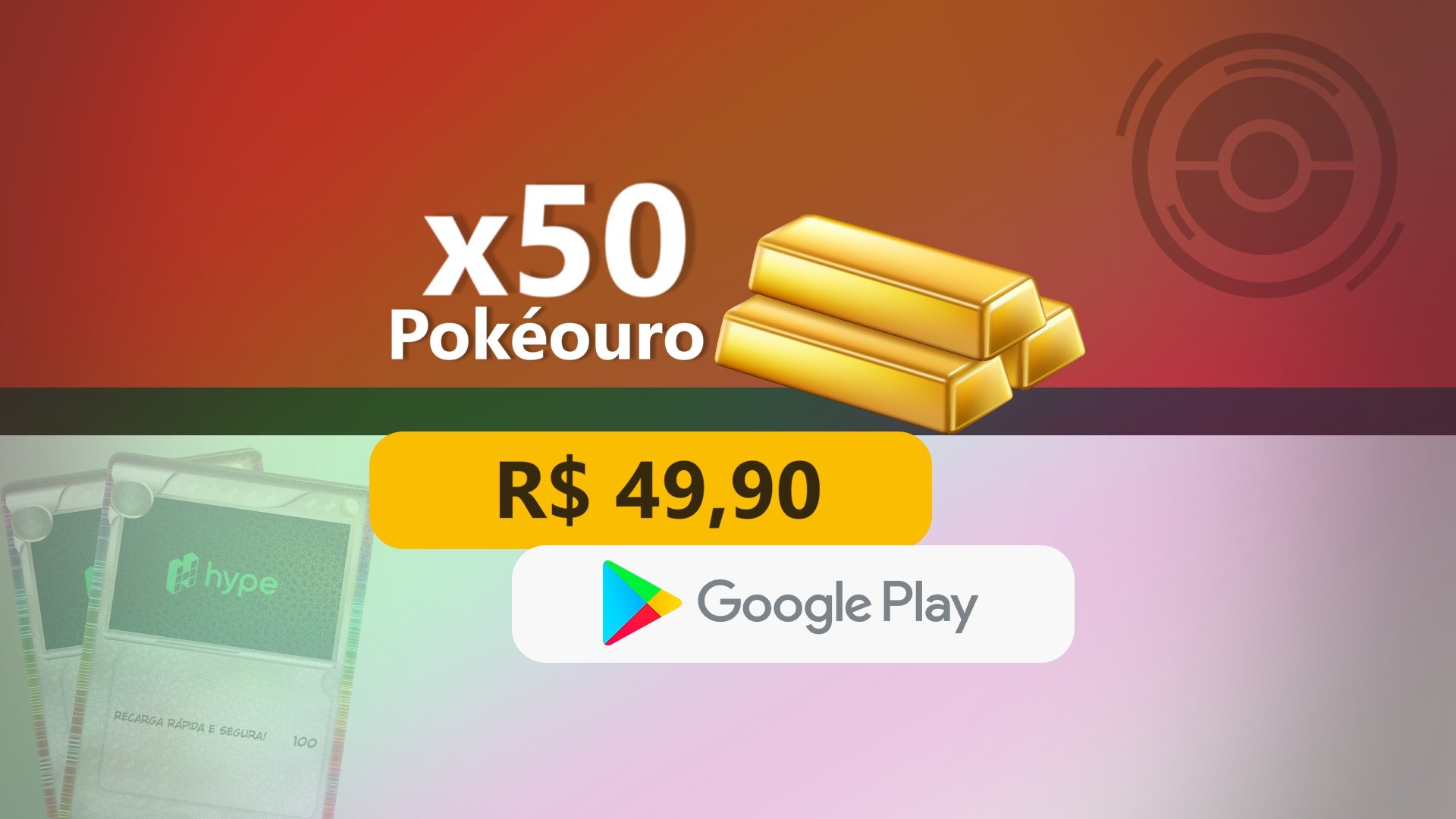 Pokémon TCGP - 50 Pokéouros com Google Play