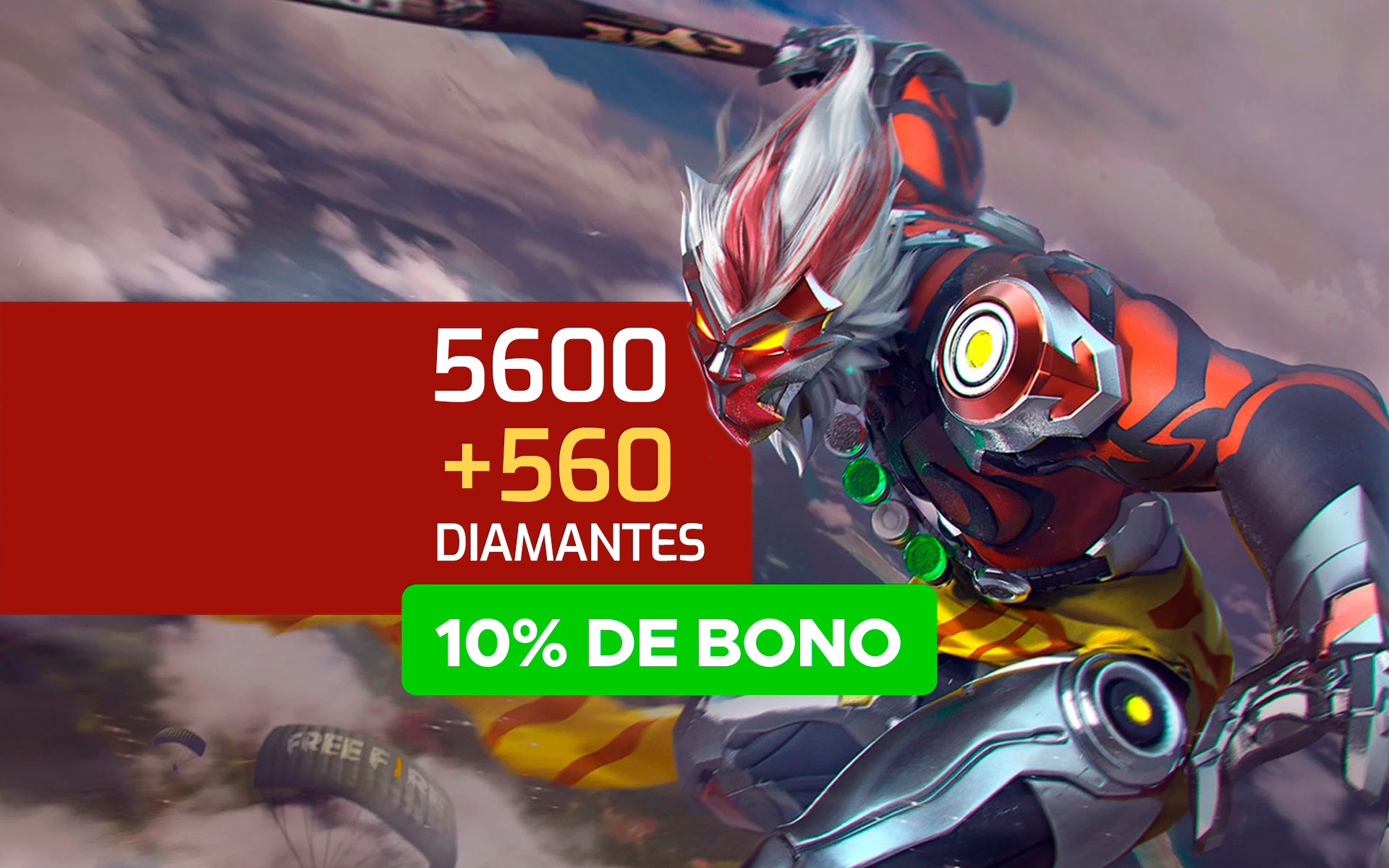 Free Fire - 5.100 Diamantes + 10% de Bônus